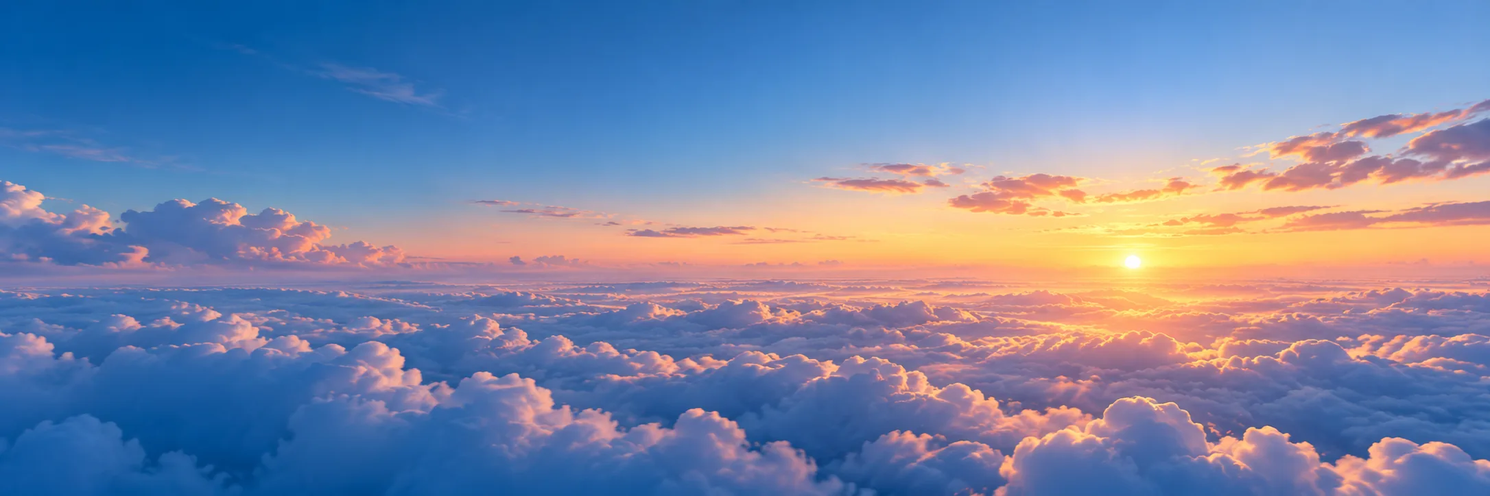 Clouds above the horizon at sunset